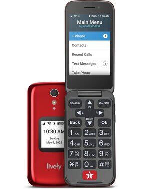 Stylish Red Flip Cell Phone for Seniors - Easy-to-Use, Jitterbug Design, Great